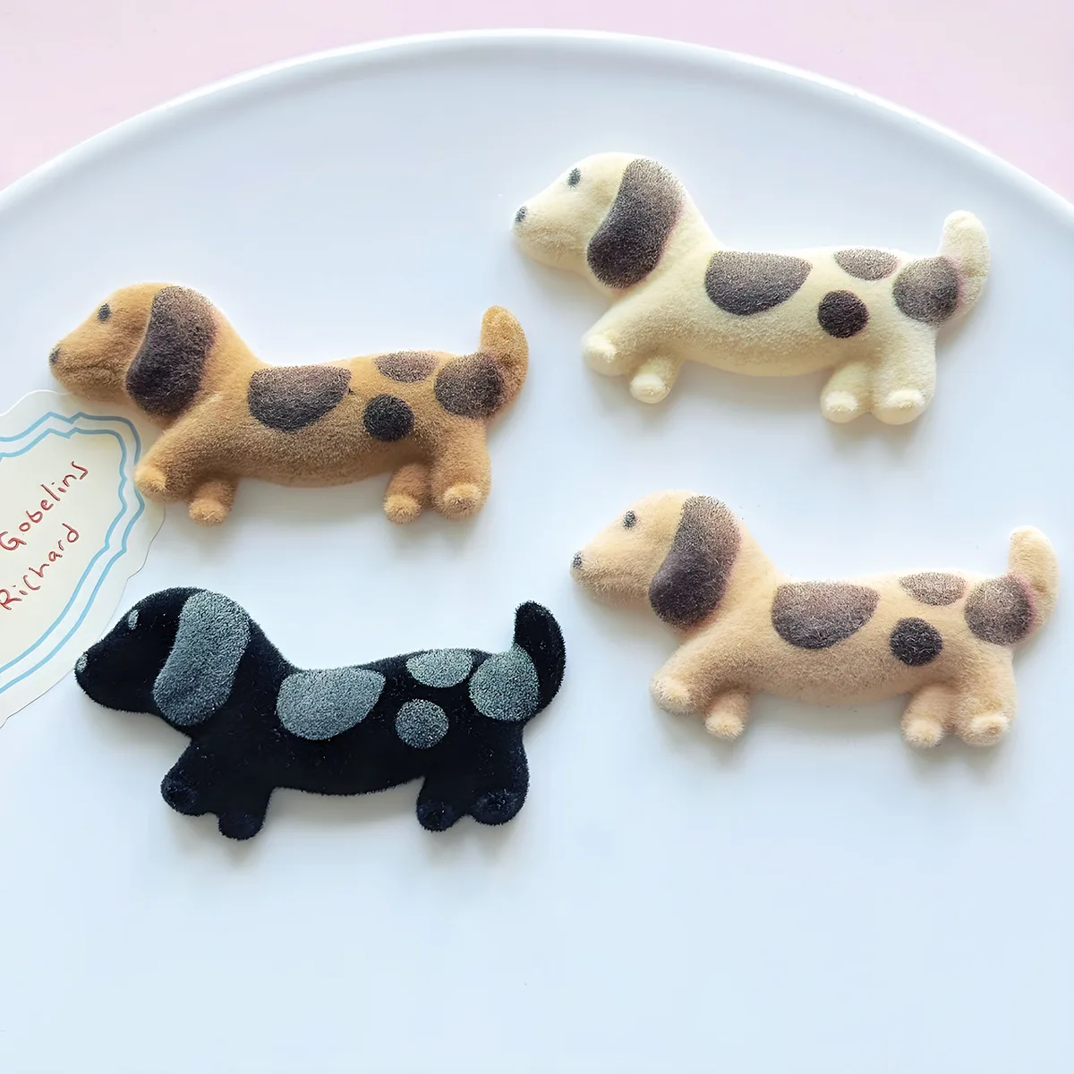 5pcs Cartoon Flocked Puppy Pendant Jewelry Accessories Suitable for DIY keychain crafts