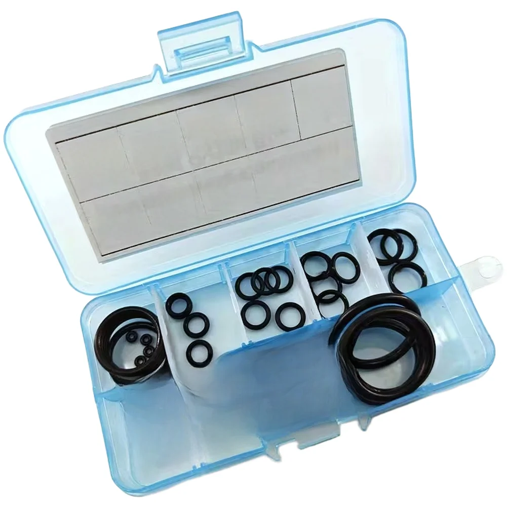 O-Ring Repair Box AS568 50pcs 10 Sizes Nitrile Material Black Sealing Rings for Underwater Equipment Maintenance