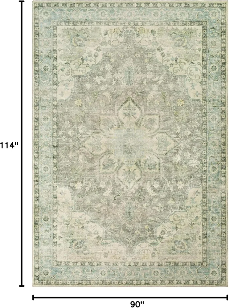 Mark&Day Area Rugs, 8x10 Heiereind Traditional Sage Area Rug, Green Grey Blue Carpet for Living Room, Bedroom or Kitchen (7'6