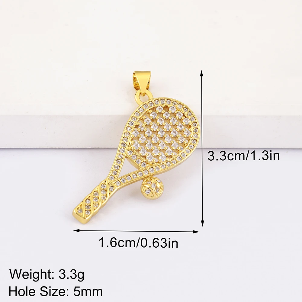 New Design Shovel/Tennis Racket Shiny Crystal Zircon Pendant diy Necklace For Women Handmade Jewelry Making Accessories Supplies