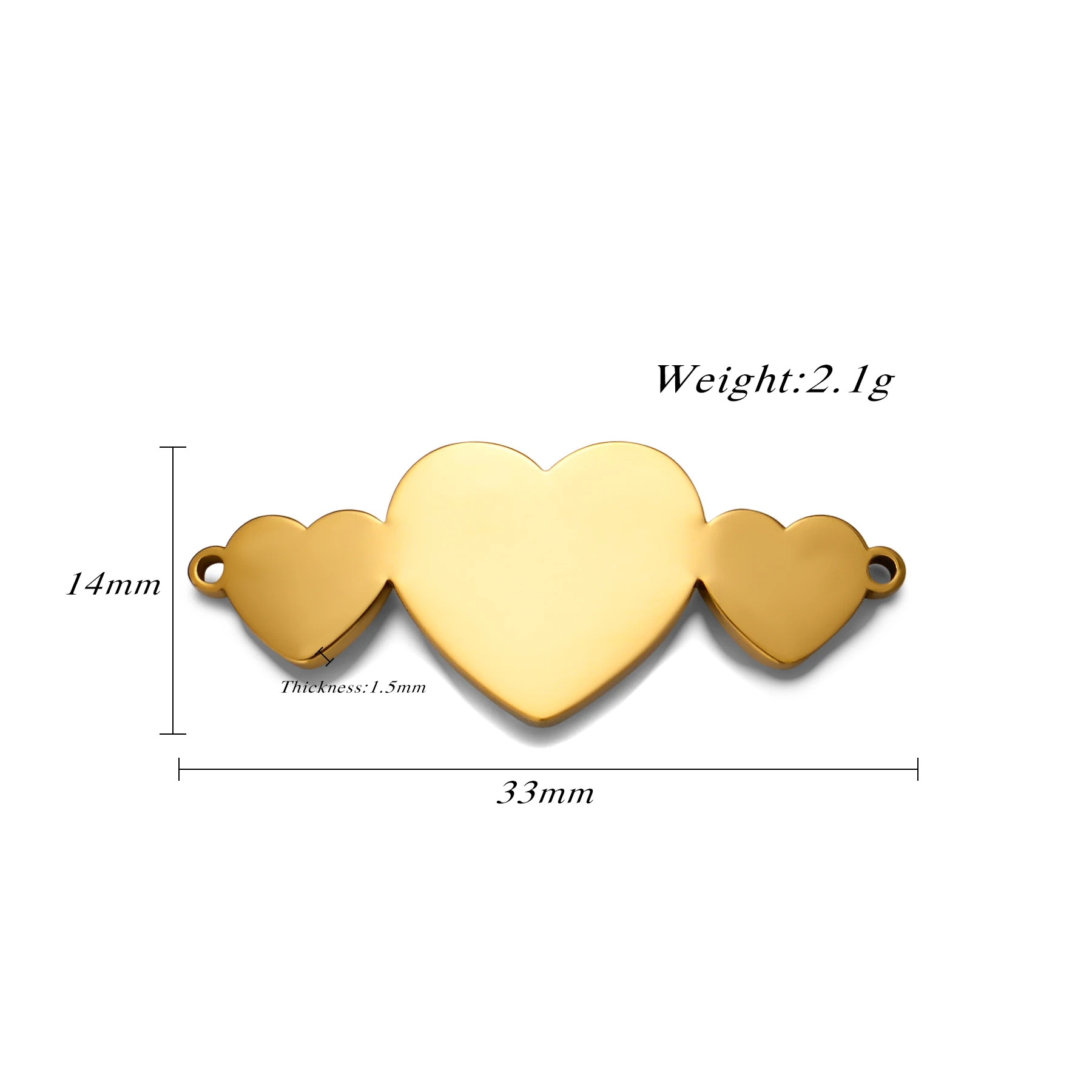 5pcs New Engraved Stainless Steel 3 Heart Charms Connector for DIY Making Fashion Jewelry Bracelet Necklace Supplies Accessories - view 5
