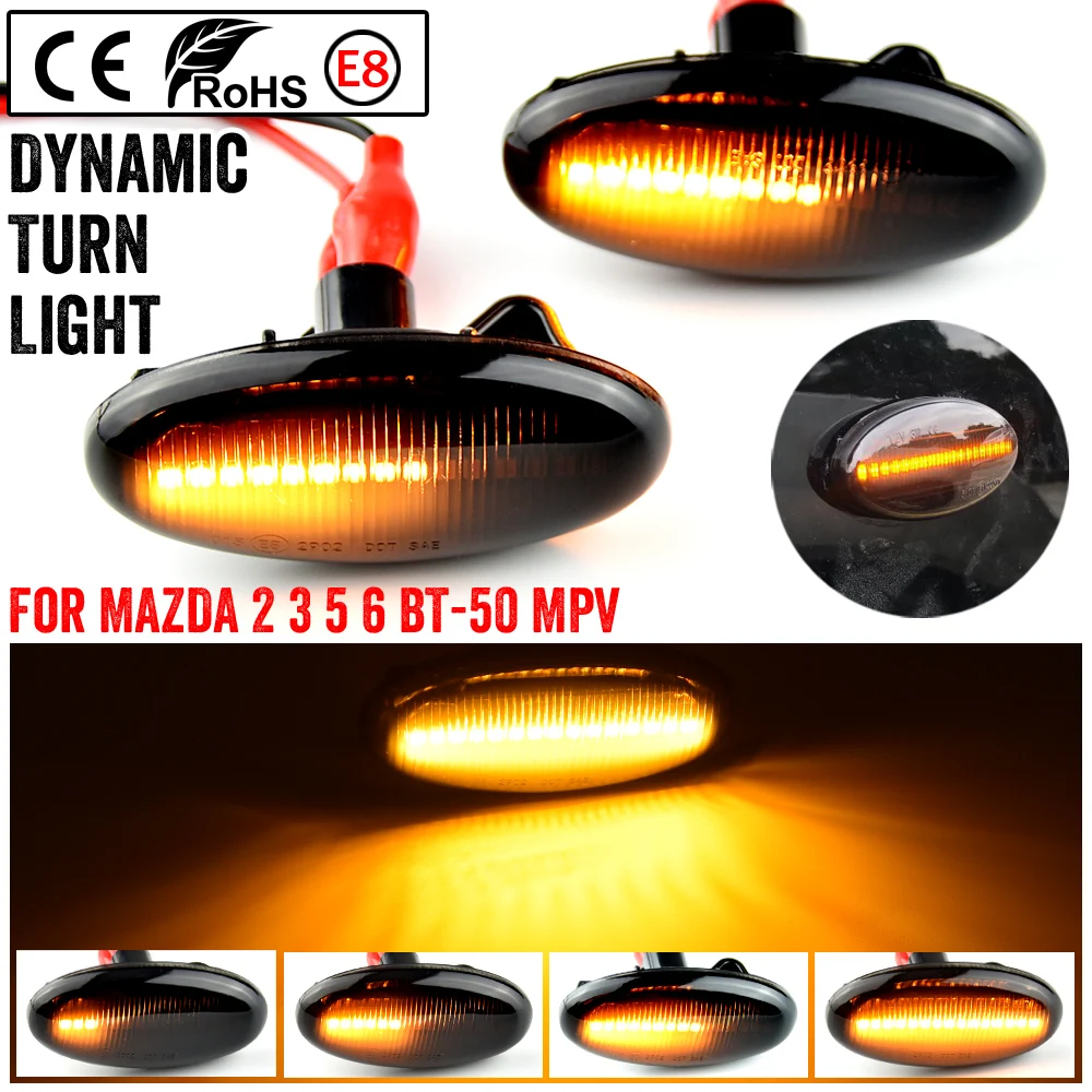 2 Pieces LED Dynamic Turn Signal Side Marker Light Sequential Blinker Light For Mazda 2 For Mazda 3 5 6 BT-50 MPV