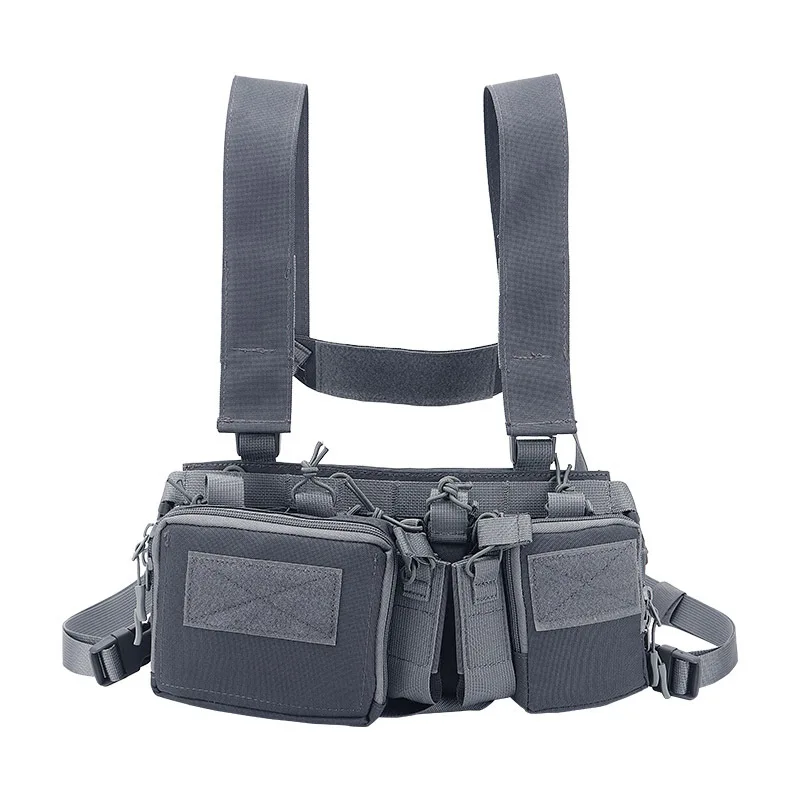 Tático Militar Peito Rig Vest Harness Bag, Rádio Universal Mãos Livres, Bolsa frontal, Mag Carrier, Resgate