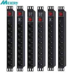 Melery PDU Power Strip Distribution Unit Cabinet 8Way AC German/French Socket Overload Lightning proof Break Switch EU Plug Cord