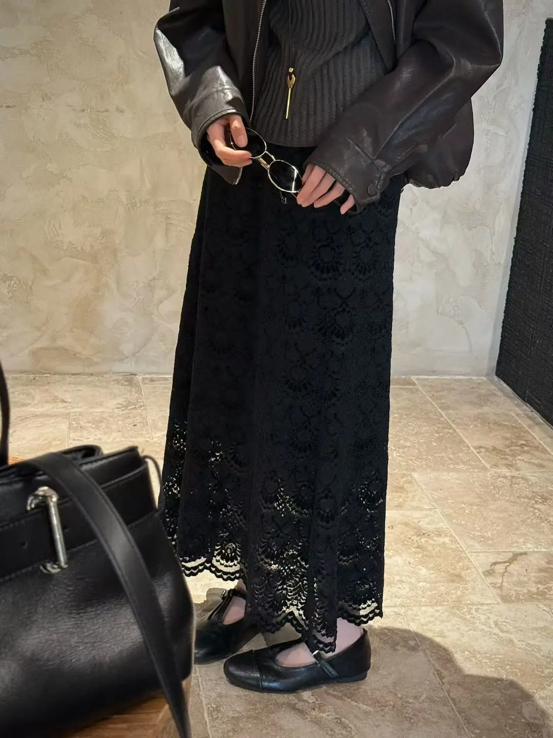 

Модная кружевная юбка-миди, женская юбка трапециевидной формы с высокой талией, осень 2023, новое поступление