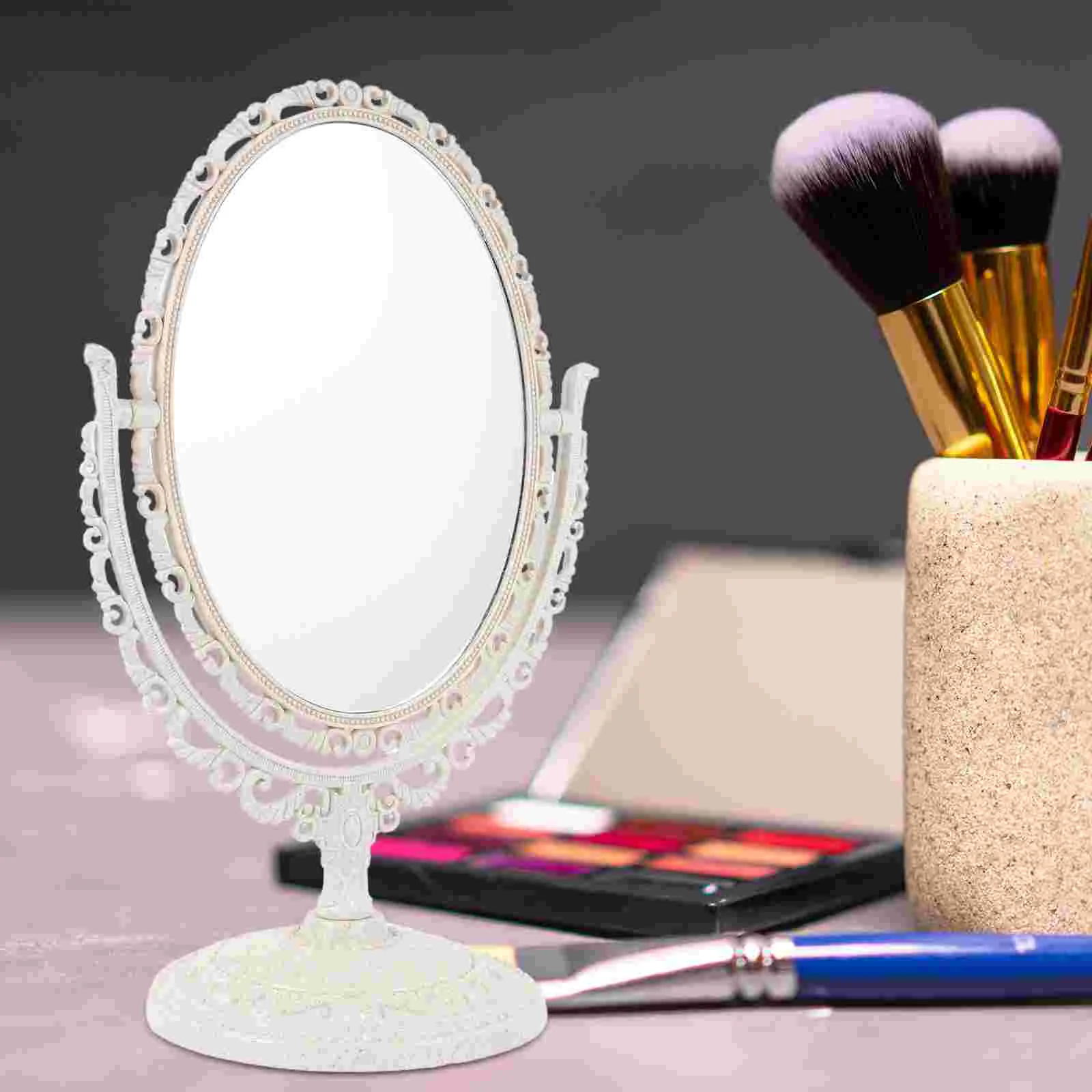 Retro Vanity Mirror Table Top Swivel Makeup Desktop Plastic Miss Elegant