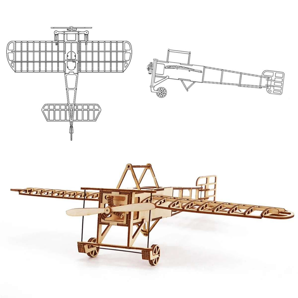 AA85 Airplane Model Wooden Simulation Toy Light Wood Airplane Assembly Toy Three-Dimensional Educational Wooden Toy