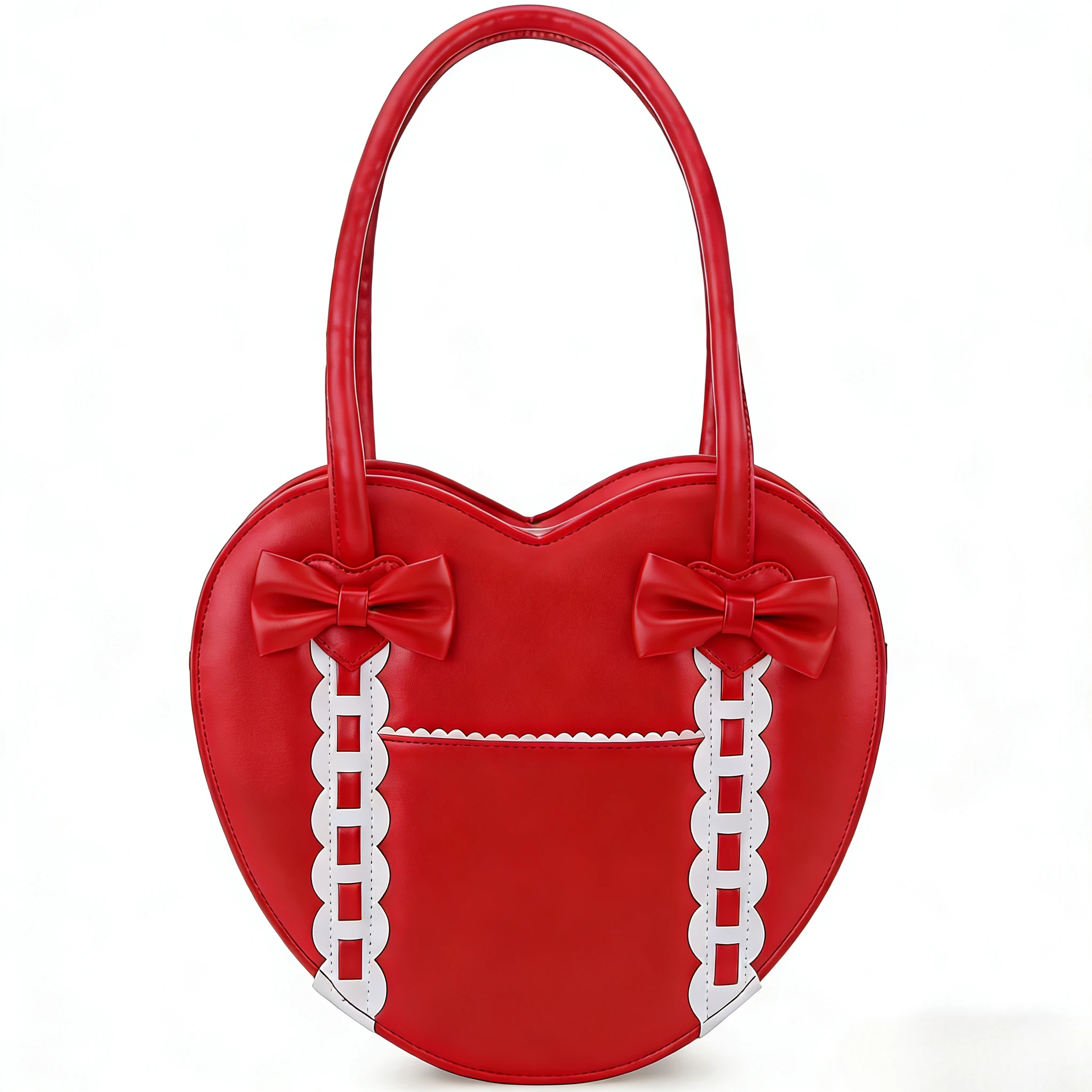 

Lolita Heart Shaped Handbag for Women Japanese Kawaii Shoulder Bag Bowknot Purses and Handbags Girls Satchel Bag Top Handle Bag