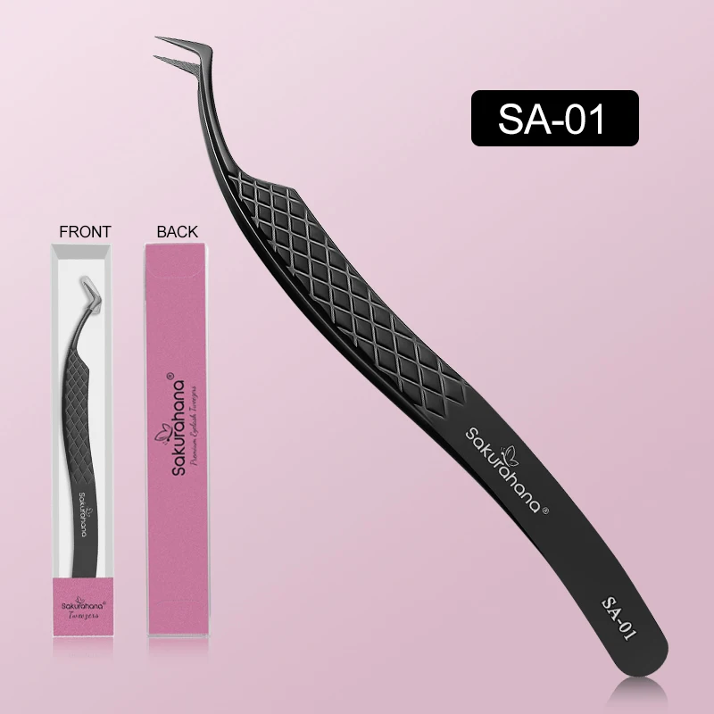 SAKURAHANA Professionele Wimper Pincet Zwarte Fiber Tip Voor Lash Extensions Mega Volume Nertsen Wimpers Tool Make-Up Artist Kit