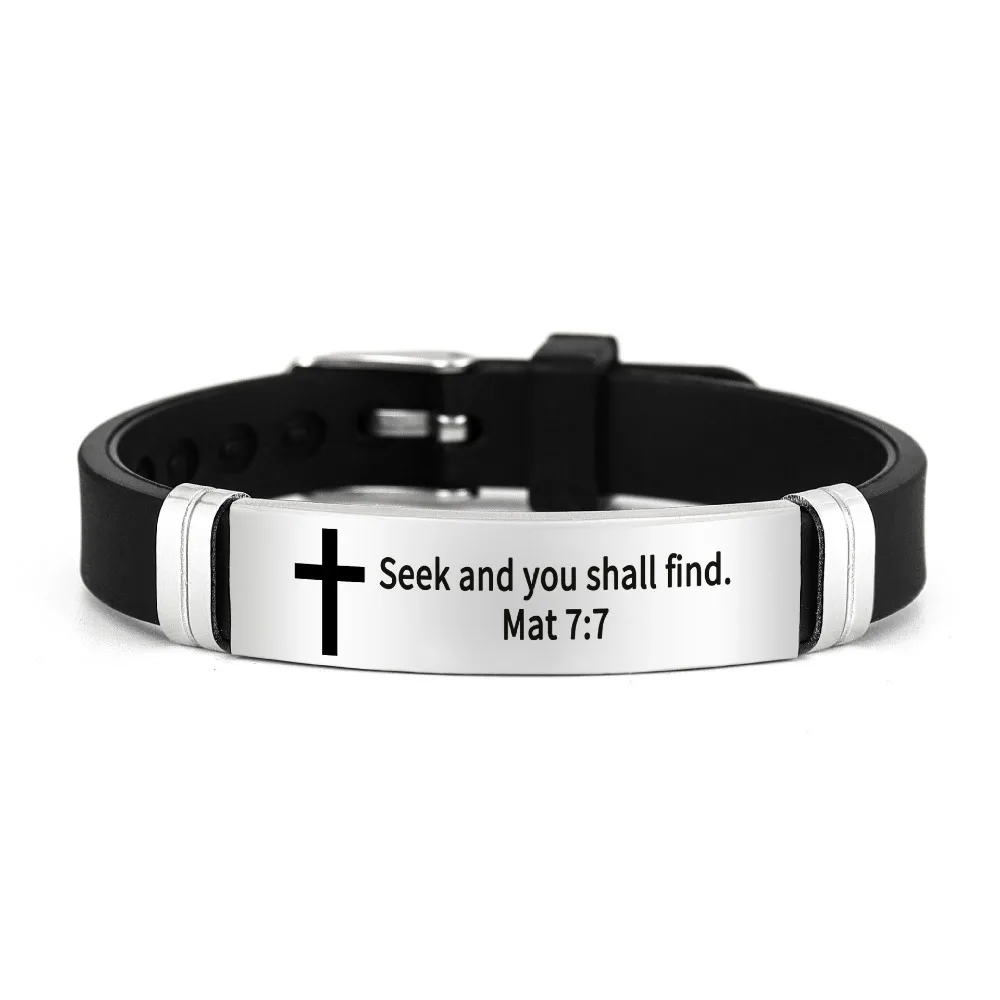 

Silver Bible Cross Bracelet Net Band Adjustment Family Friendship Bracelet Personalized Stainless Steel Bracelet