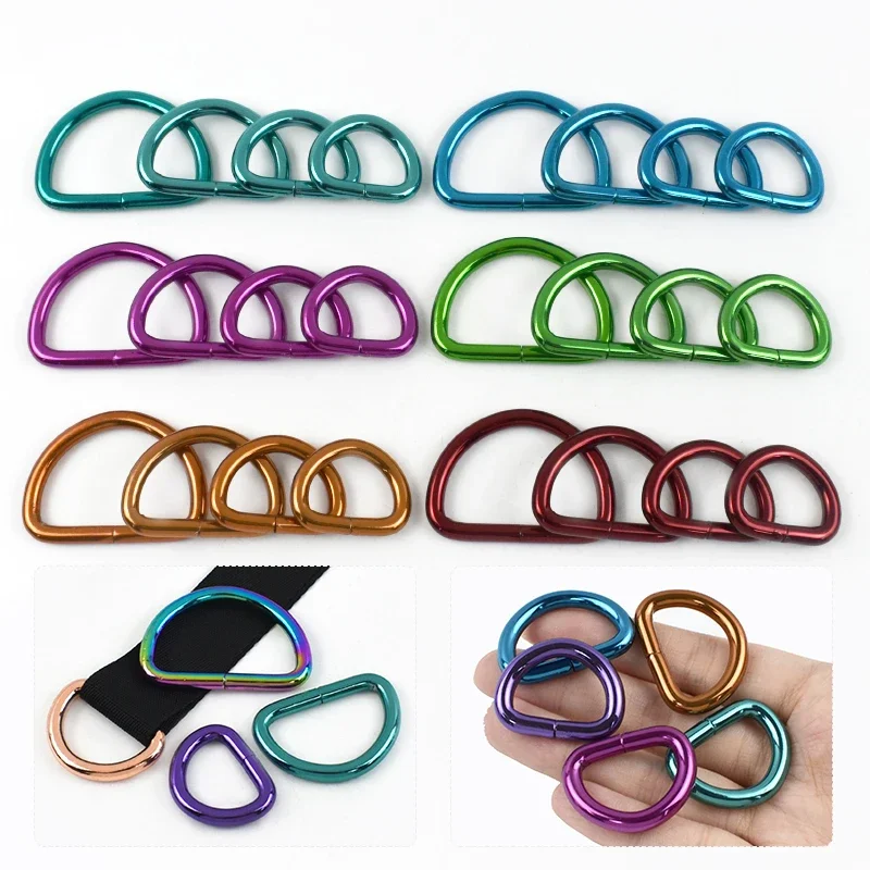 

20/25/32/38mm Colored D Ring Metal Buckles 5/10Pcs 4.7mm Thick Bag Fastener Rings Buckle Webbing Strap Connect Loop Crochet Hook