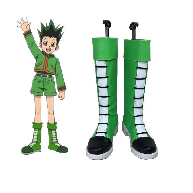 Hunter Hunter Gon Freecs Cosplay Shoes Boots Adult Halloween Carnival Costumes Prop Custom Made Men's Green Anime Boots
