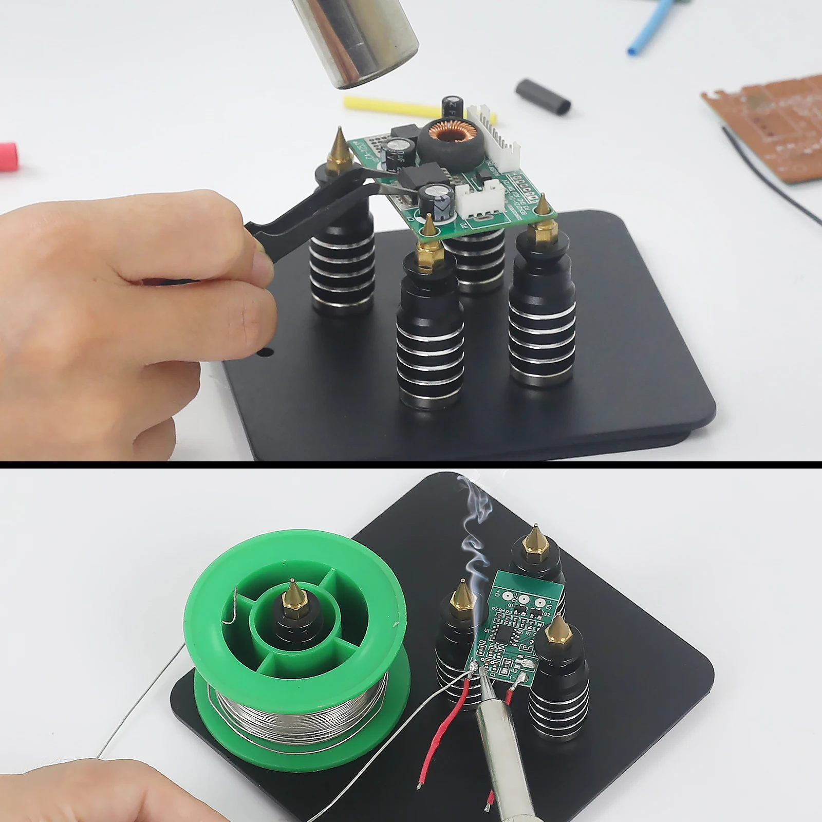 أداة لحام مساعدة الأيدي 4 قطعة PCB لوحة دوائر كهربائية حامل تركيبات مغناطيسية معدنية مع لوحة حديد لحام/ديسولديرينغ #4