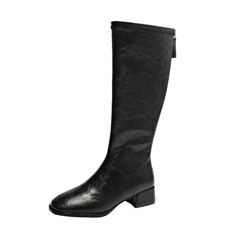 

Comfortable And Fashionable Women's Knee High Boots For Autumn And Winter High Tube Thick High-heeled Boots Slim Knight Boots