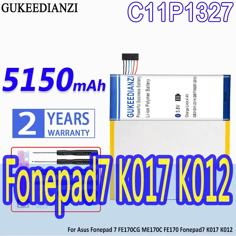 High Capacity GUKEEDIANZI Battery C11P1327 5150mAh For Asus Fonepad 7 FE170CG ME170C FE170 K017 K012 Tablet Batteries