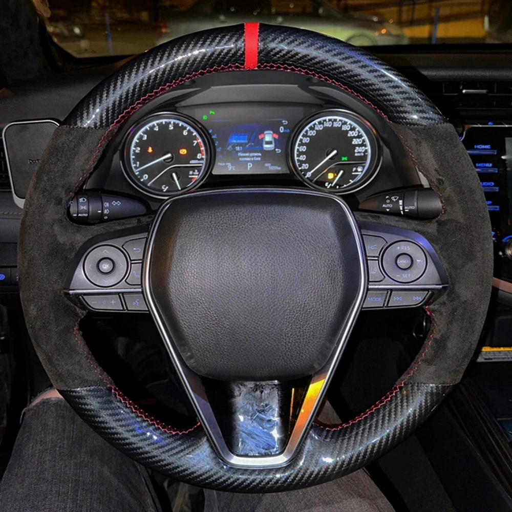 Pokrowiec na kierownicę samochodową Antypoślizgowy, zamszowy, skórzany, oryginalny warkocz na kierownicę do Toyoty Avalon Camry Crown RAV4 Corolla