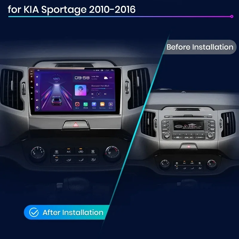 2Din Car Radiodio Wireless Carplay Android Auto GPS Multimedia for KIA Sportage 3 2010-2016 4G WIFI Android 13 Car Stereo Audio