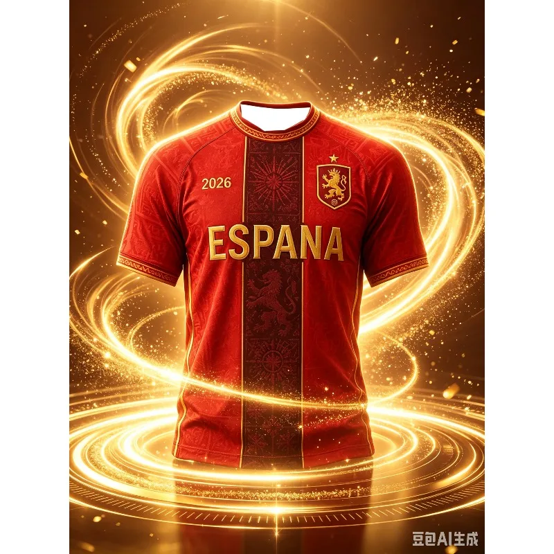 Nouveau Maillot de Football 3D Imprimé Espagne 2026 pour Homme – T-shirt Respirant à Séchage Rapide Idéal pour le Quotidien et l'Entraînement