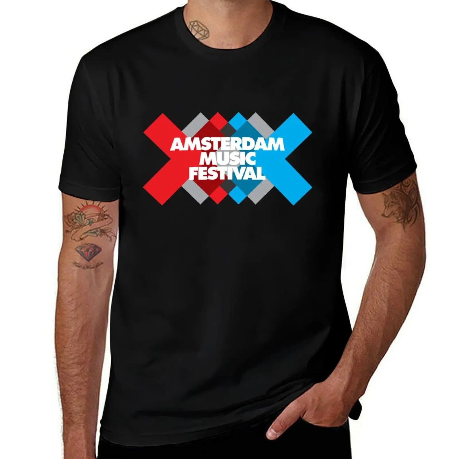 Amsterdam Music Festival - AMF T-Shirt Big Size Short Sleeve Tee for Men T-Shirt
