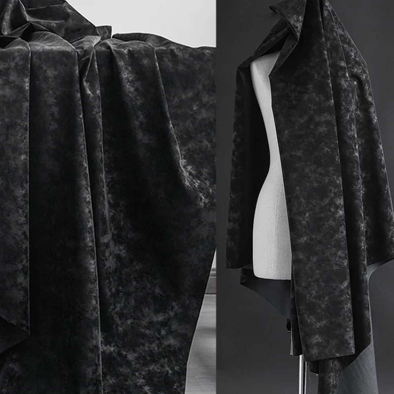 

Black Tie Dyed Soft PU Material Leather Fabric for Jacket Fashion Clothing Diy Sewing Material Cloth By The Yard