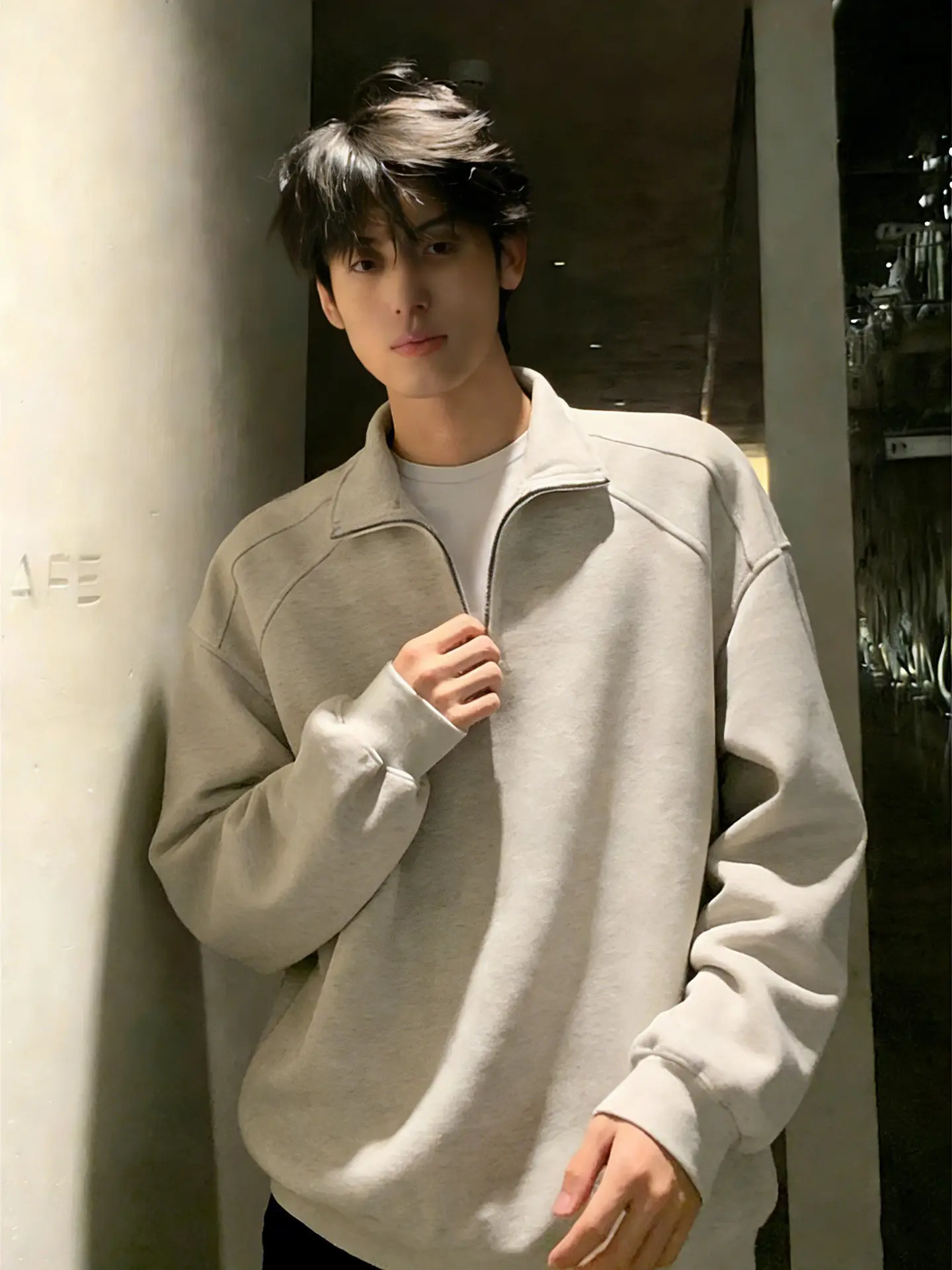 

Мужская толстовка на молнии с флисовой подкладкой, утепленная, с длинным рукавом, воротником-стойкой, повседневная, весна-осень