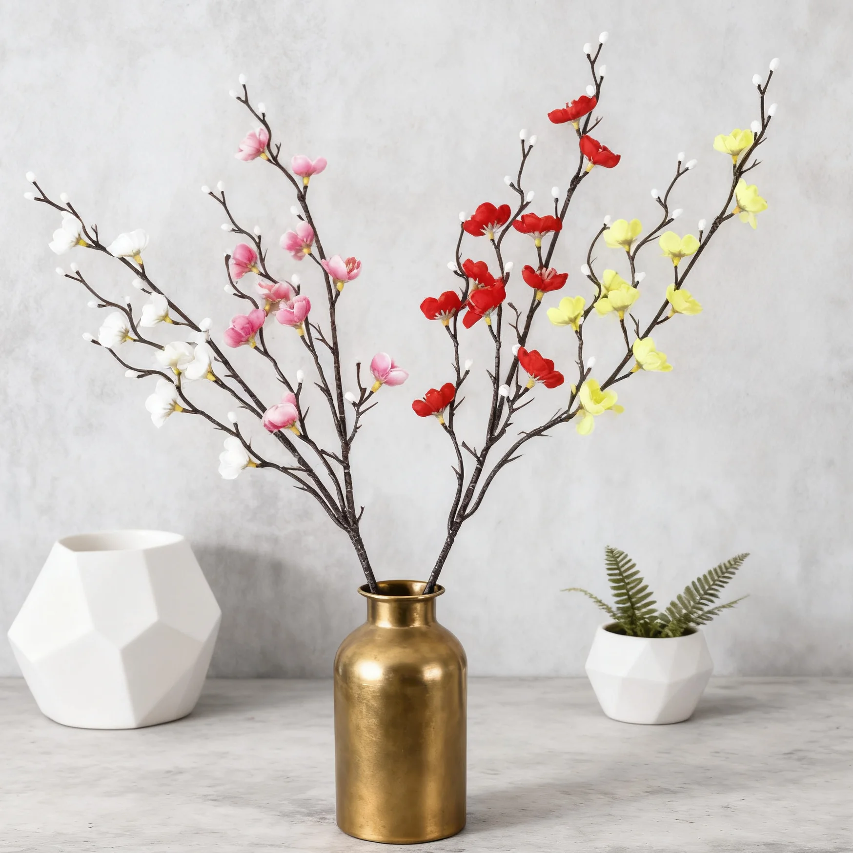 2/4 قطعة الزهور الاصطناعية الحرير زهر البرقوق فرع الخوخ السنة الجديدة المنزل زهرية في الهواء الطلق حديقة حفل زفاف فناء ديكور DIY بها بنفسك هدية