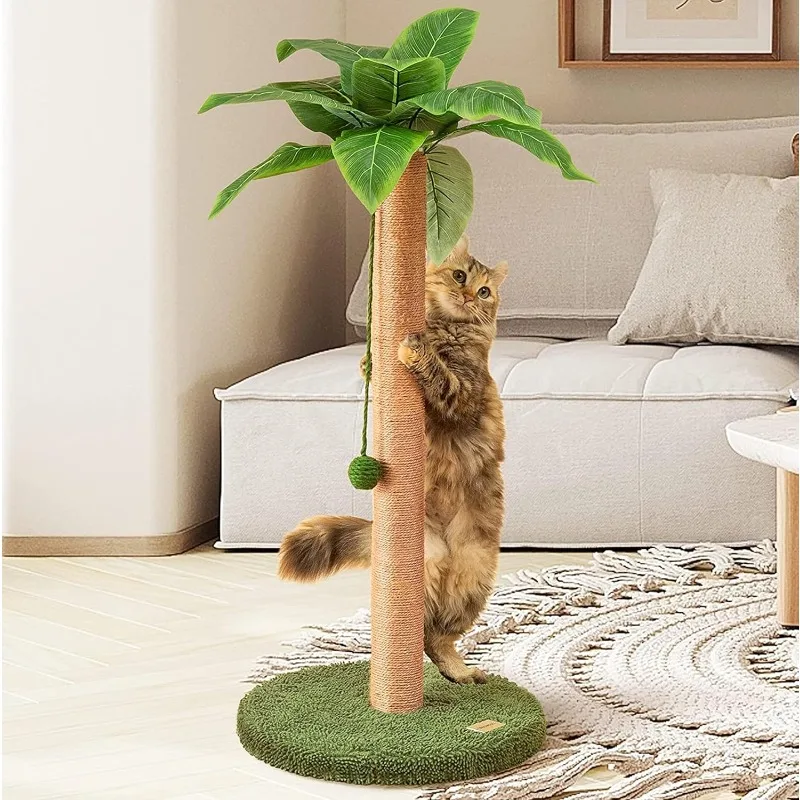 

Scratching Post 33 inch Tall for Indoor Cats with Sisal Rope, Scratcher for Cute Kitten