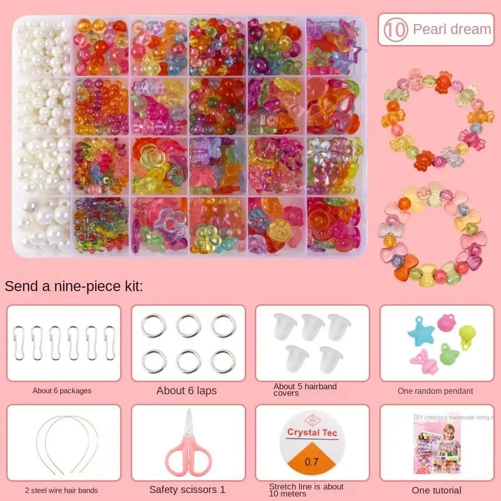Arts Crafts DIY Handmade Beaded Kit Toy DIY Toy Jewelry Set Kit for Make Bracelets Beads Toys Creative Cute