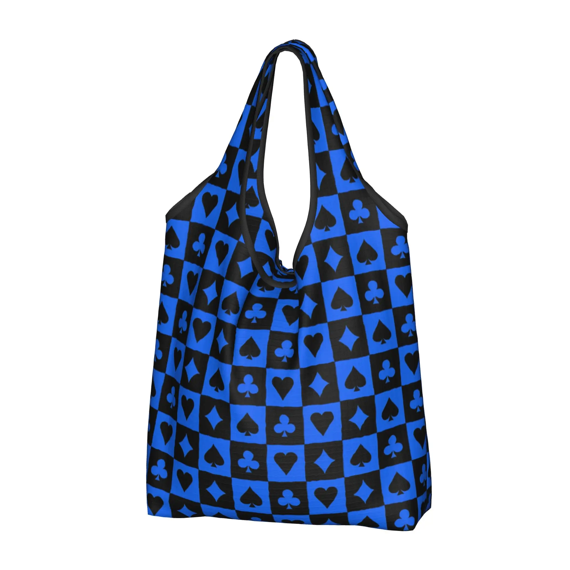 Funny Poker Spades Hearts Clubs Diamonds Shopping Tote Bags Portable Checkerboard Poker  Groceries Shoulder Shopper Bag