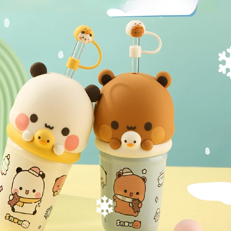 

Kawaii Yier и Bubu 350 мл изолированная чашка с большой головкой, соломенная чашка, внутренняя чашка из нержавеющей стали, чашка для воды Yierbubu, аниме, периферийные устройства, подарки