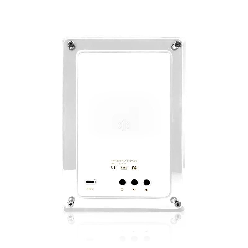 White Acrylic Photo Frame MP3 7 Inch LCD Screen Video Playback Music Function Supports JPG/BMP/PNG-Digital Photo Frame