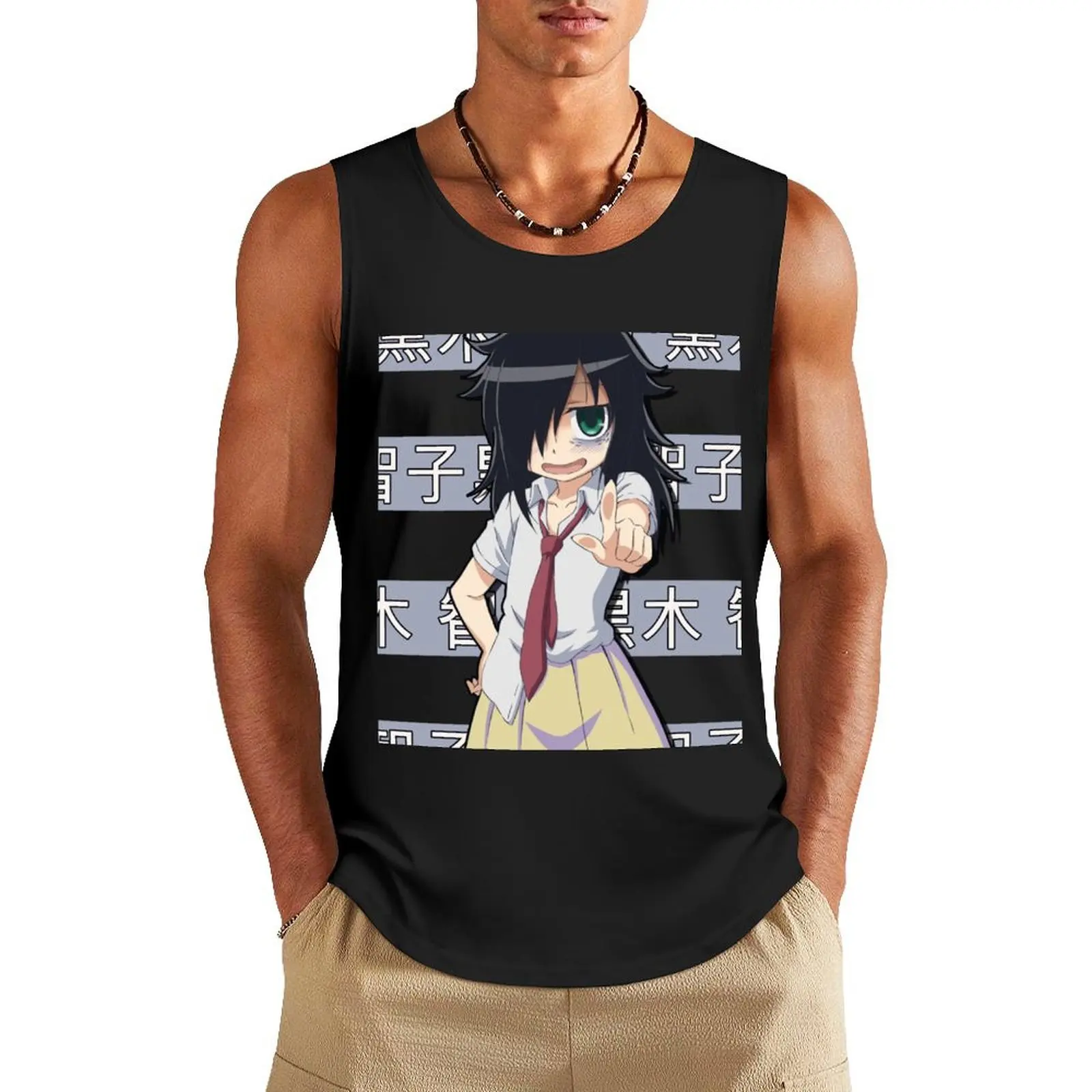 

Tomoko Kuroki WataMote Anime Tank Top Gym wear Bodybuilding shirt sports t-shirts for men