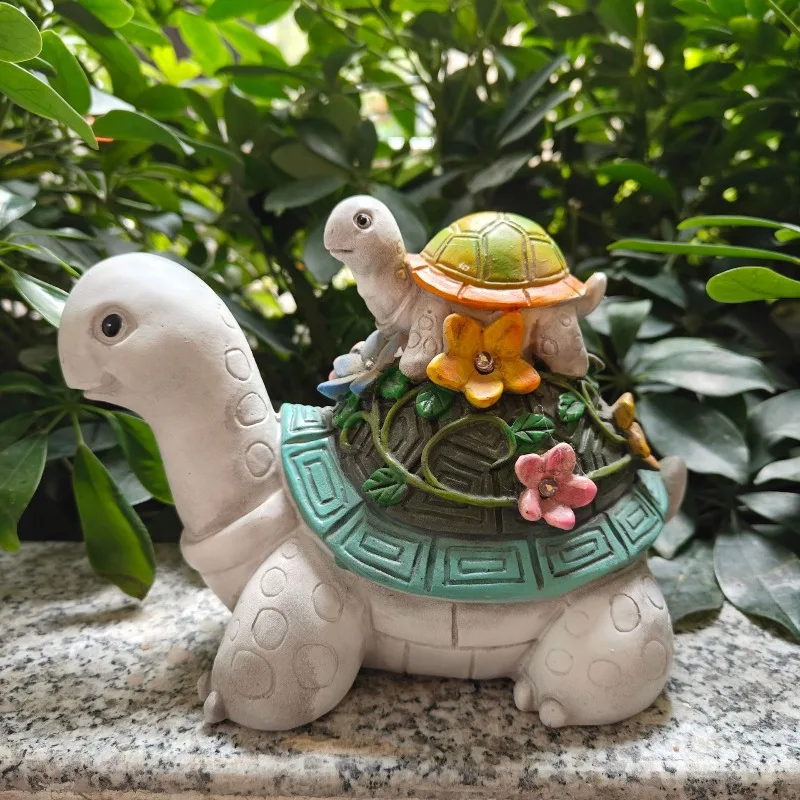 Creative Turtle Statue Outdoor Garden Courtyard Resin Crafts Ornament Waterproof Solar Night Light