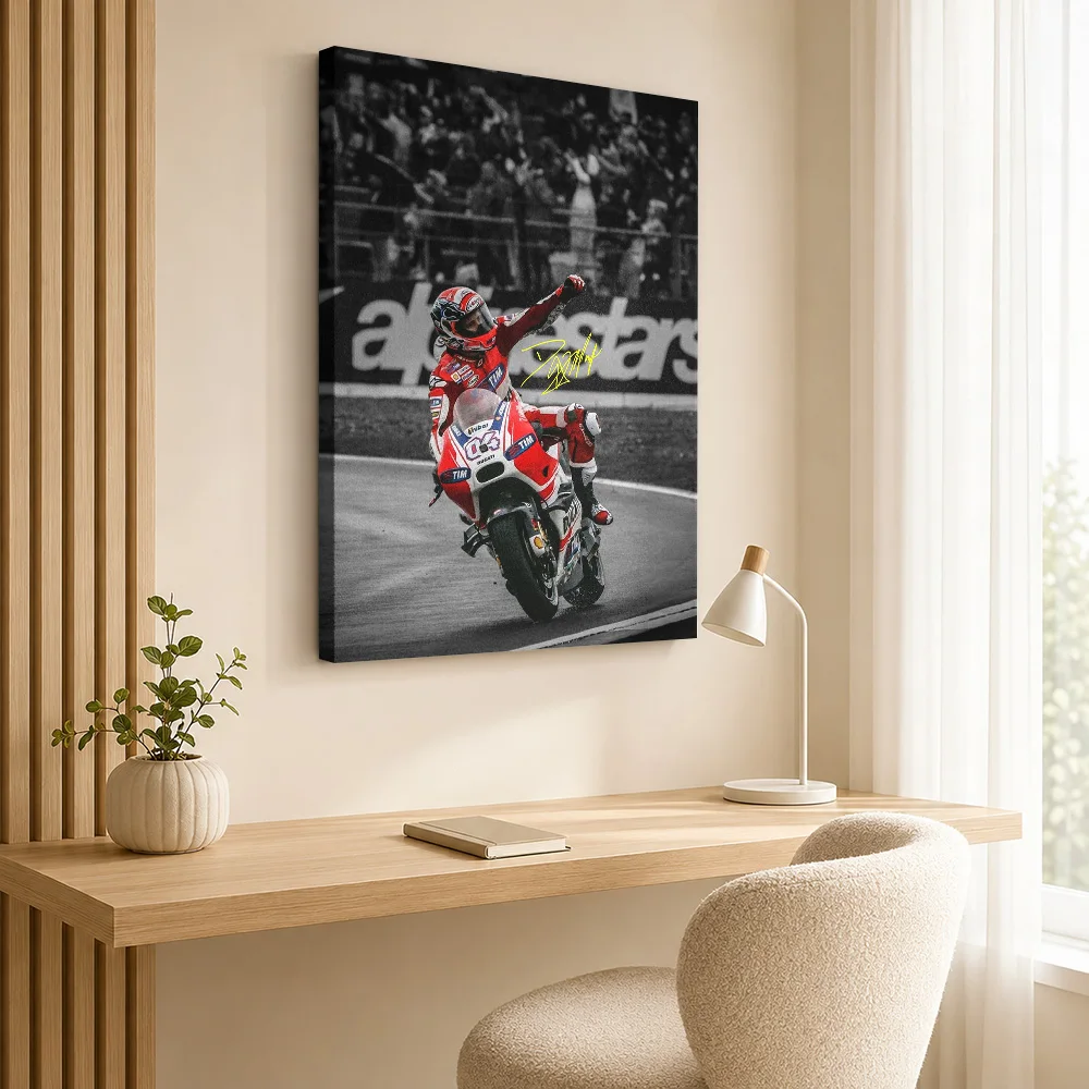 Andrea Dovizioso MotoGP Victory Framed Canvas Print Poster Customized Modern Aesthetic Wall Art for Office Decor Ready to Hang