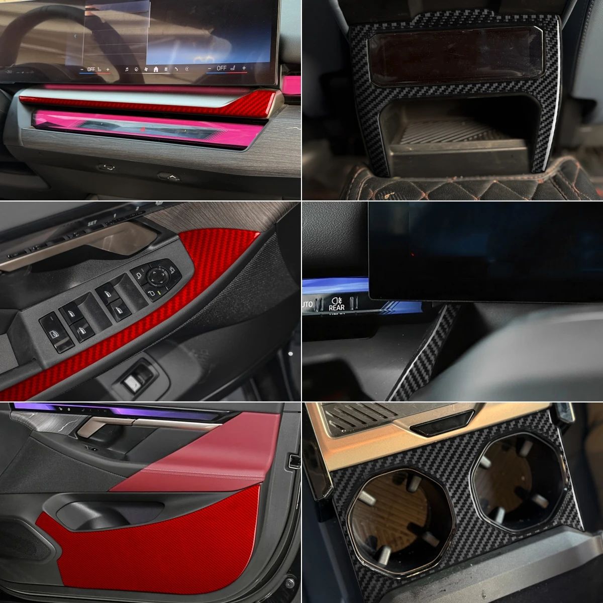 LHD RHD Real Soft Carbon Fiber Interior Door Handle Combo Kit Frame Cover Trim Decoration For BMW 5-Series i5 G60 G68 2023-2026
