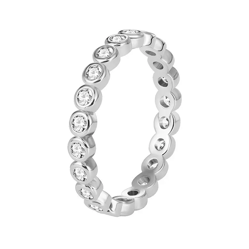 925er Sterlingsilber, exquisiter weißer Zirkon, Verlobungsschmuck für Damen, modisches Finger-Accessoire, runder Ring für Partys