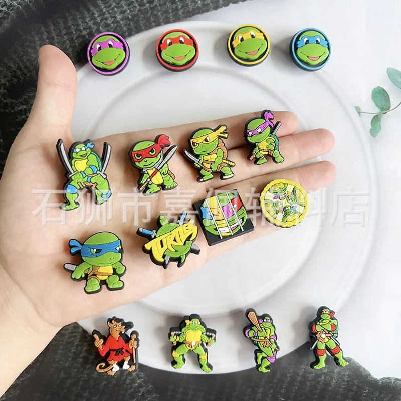 16pcs Ninja Turtle anime Cartoon Shoe Charms Shoe Buckle Decoration Children\'s Favorite Gifts Holiday Gifts Sandals Accessories