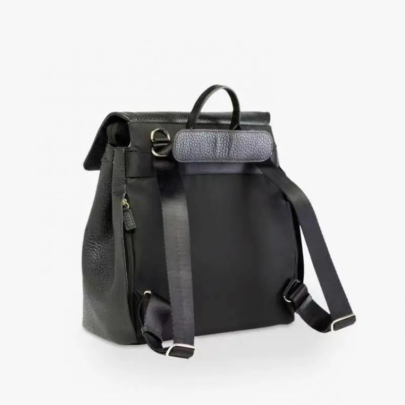 New High-quality Lychee Patterned Top Layer Cowhide Women's Backpack Retro Large Capacity Single Shoulder Crossbody Bags Trendy