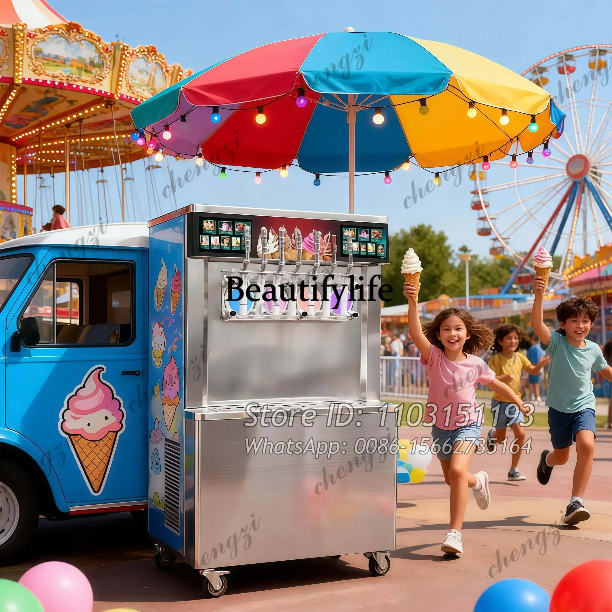 Hot Sell Vertical Soft Ice Cream Machine 7-Flavor Maquina De Helados Acai Bowl Soft Sundae Slush Ice Cream Combo Machine
