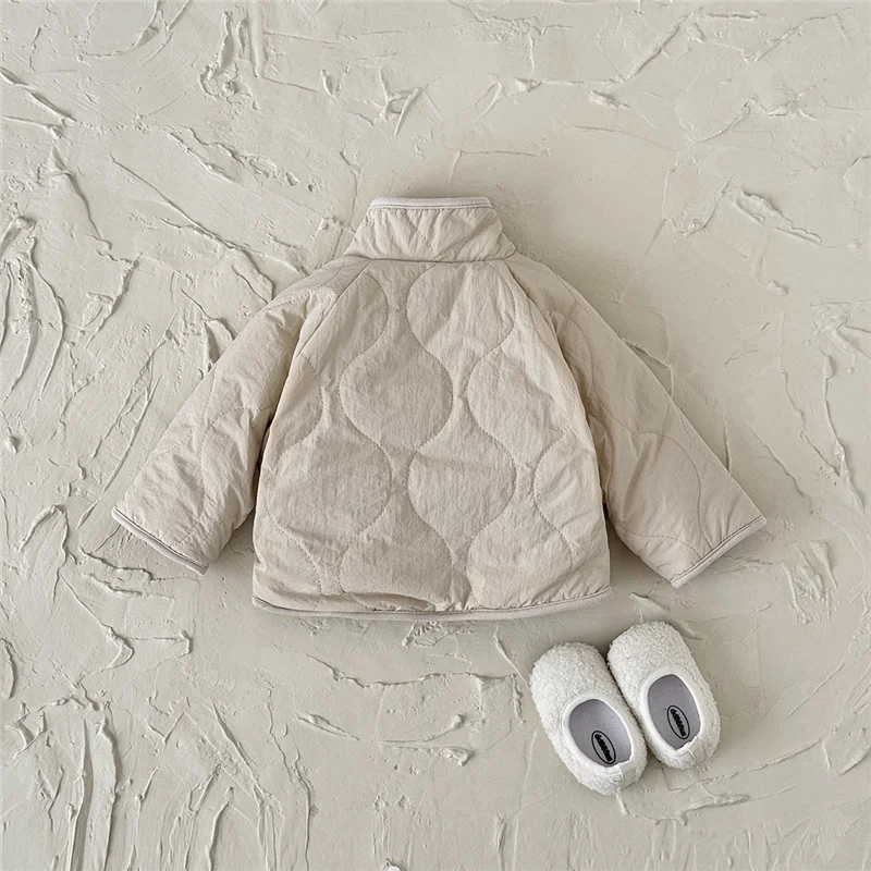 Boys Girls Fleece Lined Jackets Kids Solid Cashmere Coat Winter Baby Thick Warm High Necked Children Outerwear