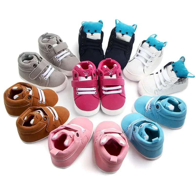 

Baby Boy Sneakers Classic Soft Cotton Anti-slip Sole Toddler Walking Shoes 0-9-18 Months First Step Prewalking