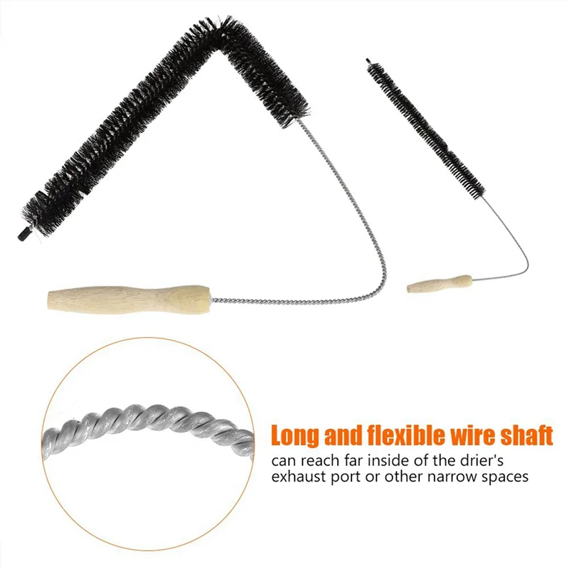 2X Pengering Ventilasi Pembersih Pengering Sikat Serat Ventilasi Perangkap Pembersih Panjang Fleksibel Kulkas Coil Brush-B61B