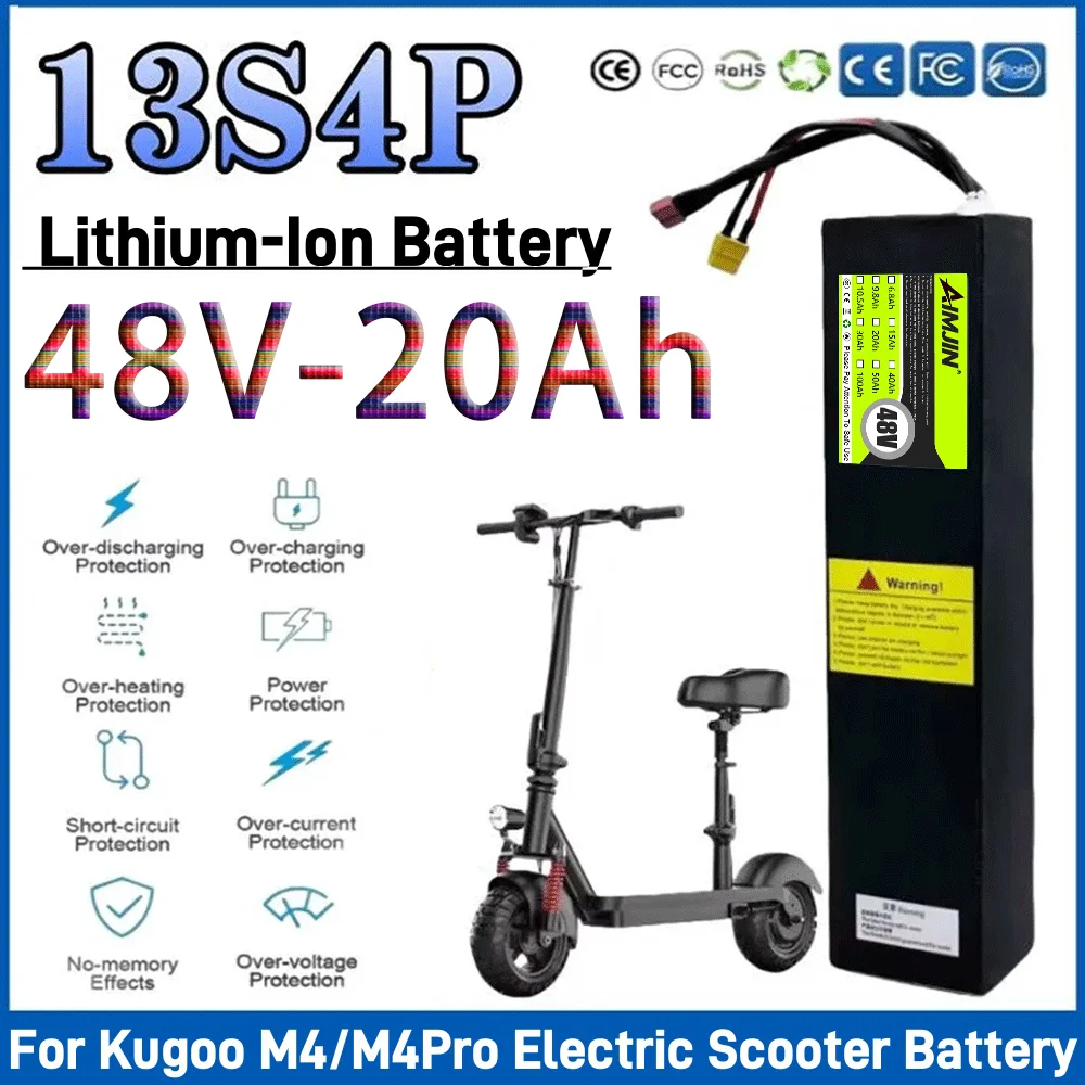 20000mAh 18650 Lithium Battery 13S4P Original 48V for Kugoo M4/M4 Pro+Kirin Electric Scooter Powerful Motor