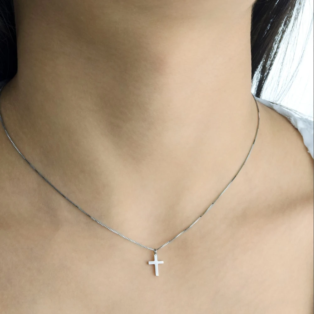 Cross chain pendant minimalist Christian necklace elegant yet casual pendant necklace box chain gift for her