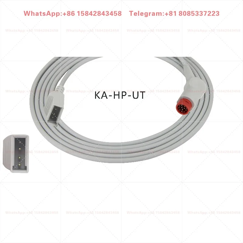 Intrusive blood pressure cable, pressure sensor cable connector