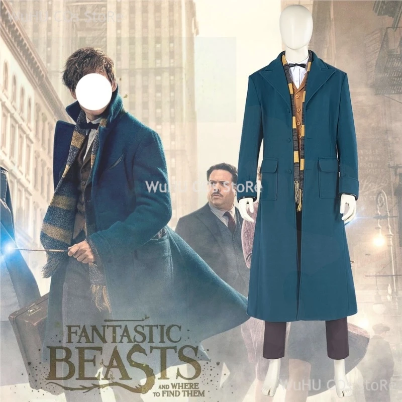 Fantastic Beasts And Where To Find Them Cosplay Newt Scamande Cosplay Overcoat Waiscoat Costume Men Halloween Roleplay Full Set