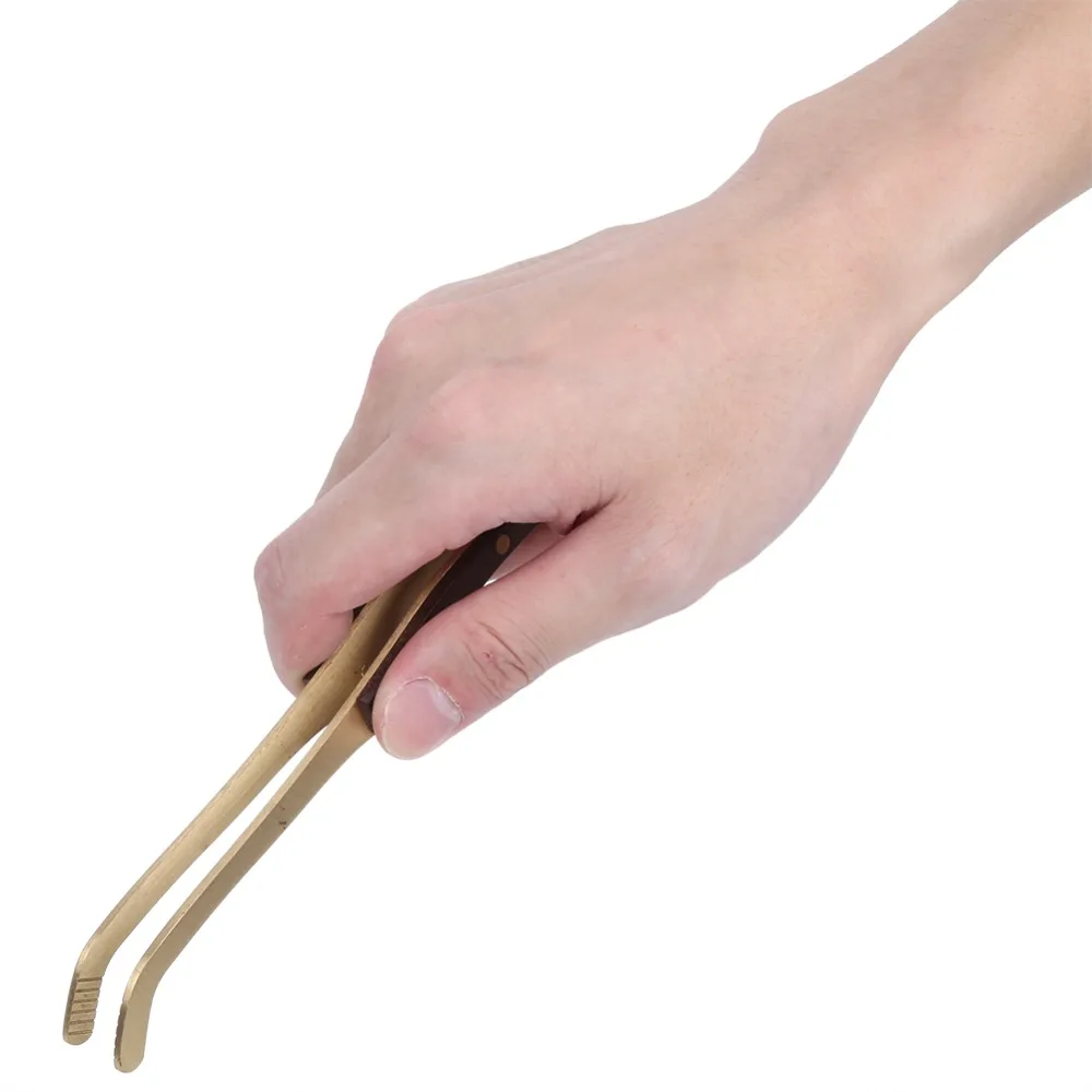 

Vintage Wood Tea Clip Brass Ergonomic Tea Tweezers NonSlip Tea Set Clip Tea Ceremony