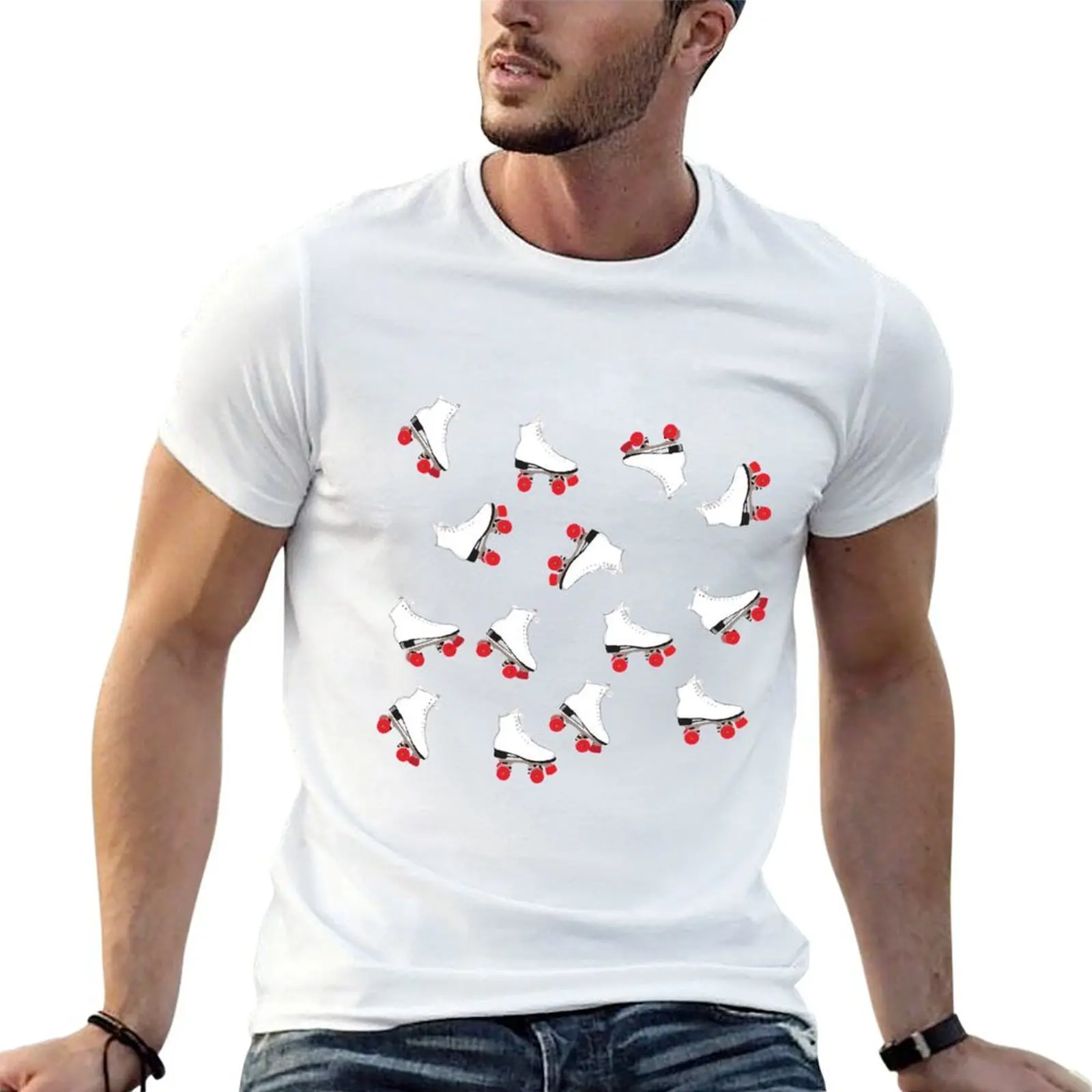 Roller Skates Skt Art , Roller Blades Retro T-Shirt shirts graphic tee funny shirt cotton mens clothing