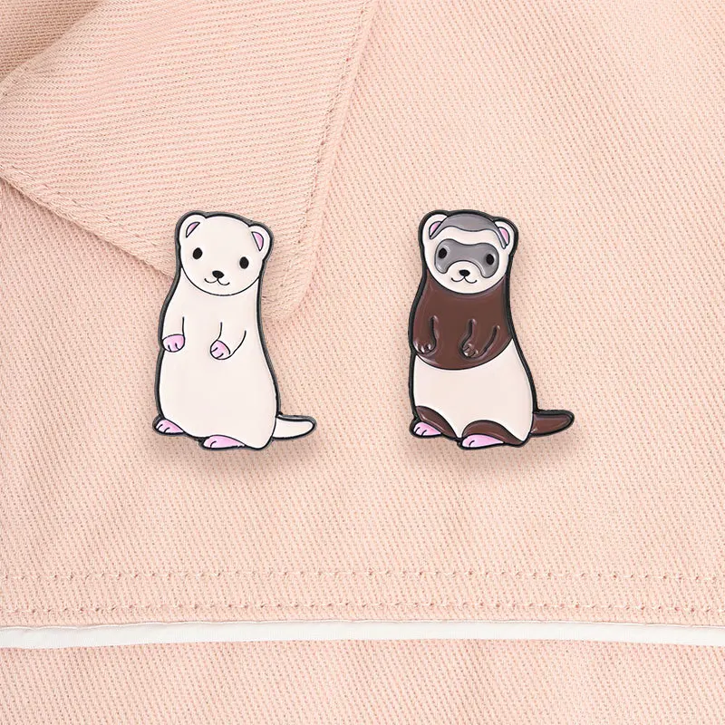 Cute ferret pet-shaped badges, cartoon animal series alloy pins, accessory for clothing and bags, gifts for friends