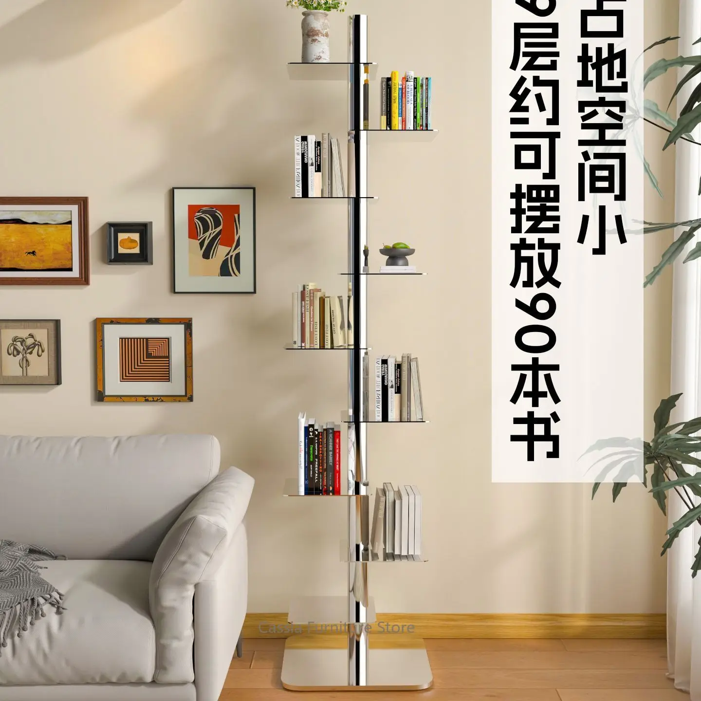 Floor-standing Multi-tiered Terrarium Shelf Home Book Organizer Minimalist Study Storage Racks Creative Rotating Bookshelf